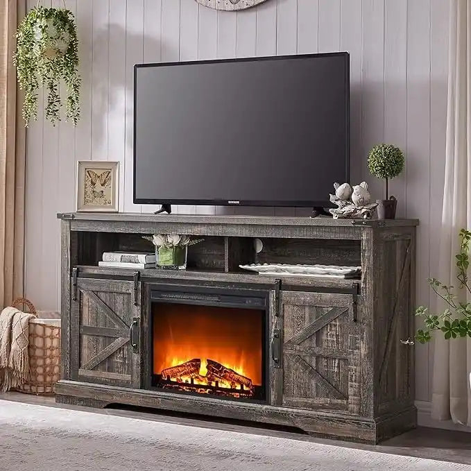 Farmhouse Fireplace TV Stand, Entertainment Center, Media Console