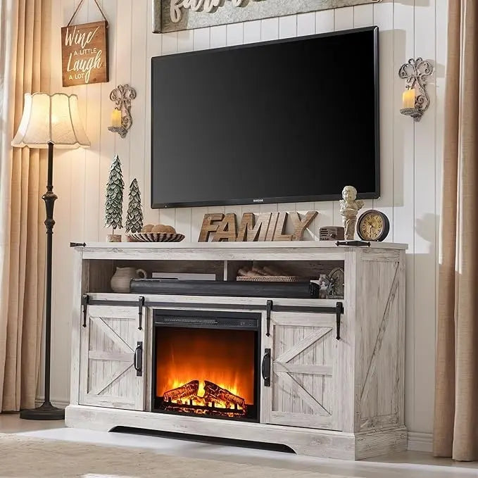 Farmhouse Fireplace TV Stand, Entertainment Center, Media Console
