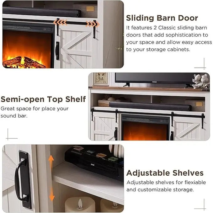 Farmhouse Fireplace TV Stand, Entertainment Center, Media Console