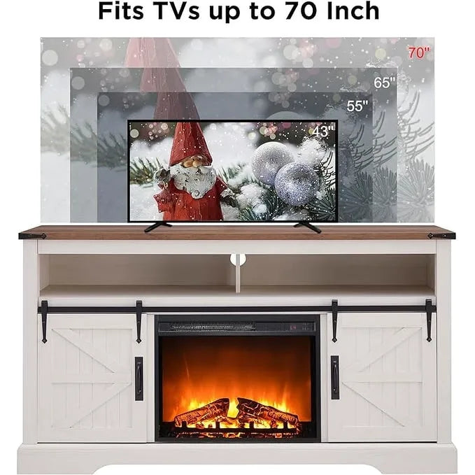 Farmhouse Fireplace TV Stand, Entertainment Center, Media Console