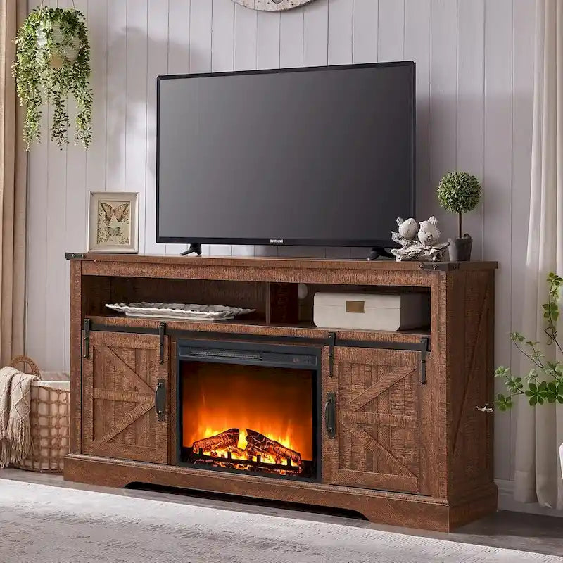 Farmhouse Fireplace TV Stand, Entertainment Center, Media Console