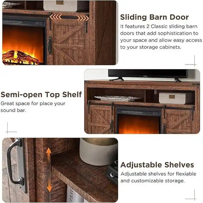 Farmhouse Fireplace TV Stand, Entertainment Center, Media Console