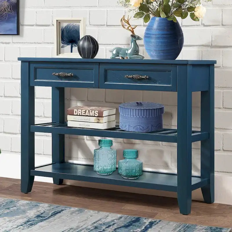42 Console Sofa Table with Drawers and Tiers Shelves