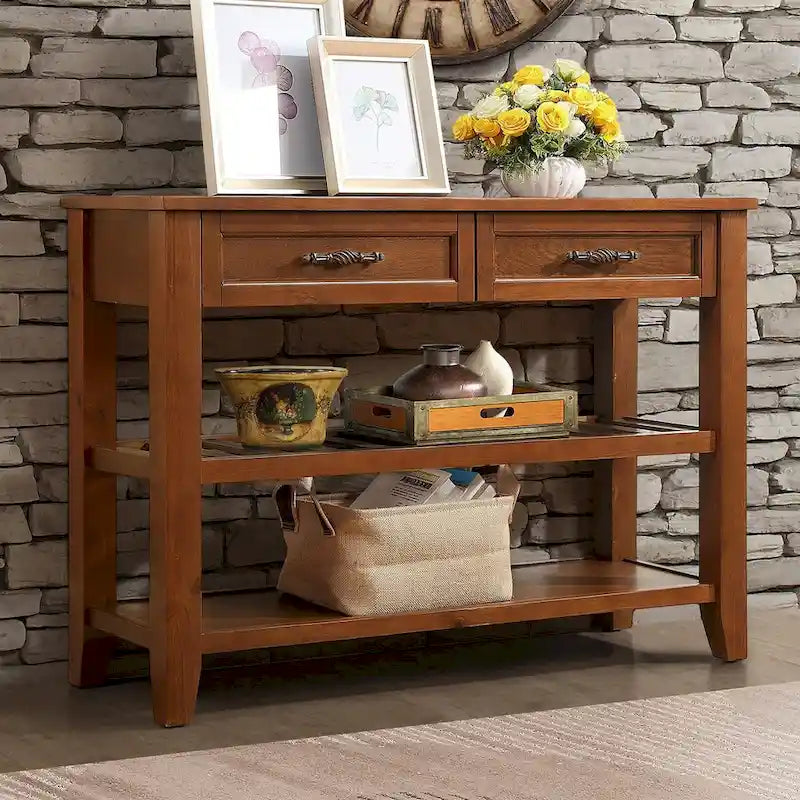 42 Console Sofa Table with Drawers and Tiers Shelves