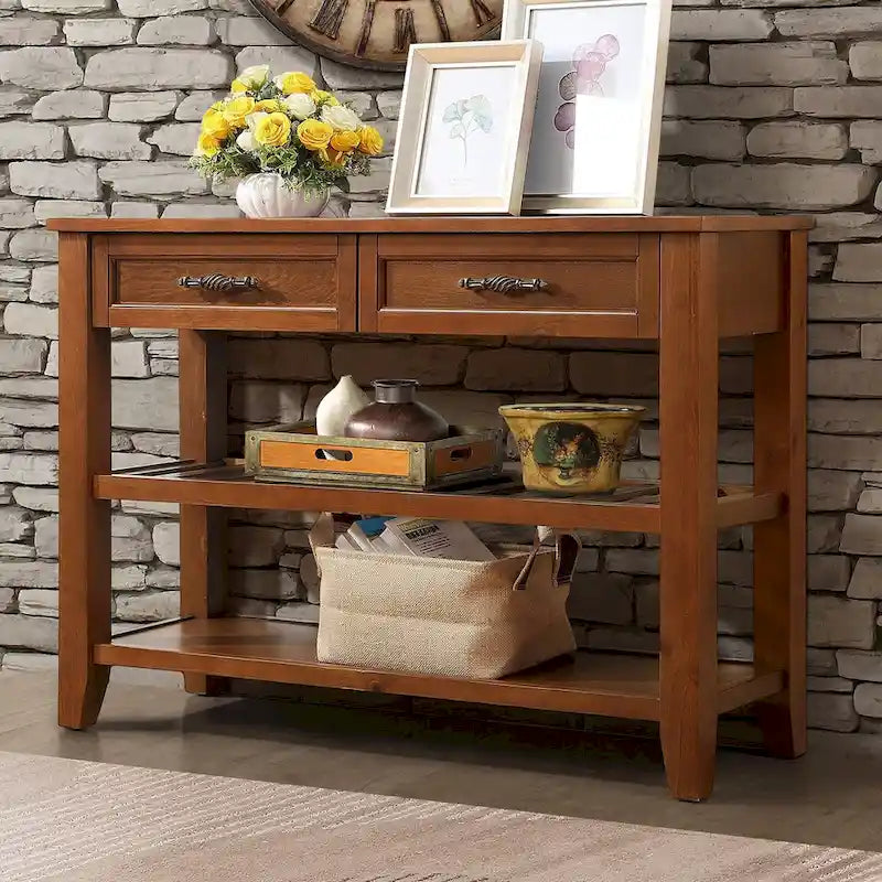42 Console Sofa Table with Drawers and Tiers Shelves