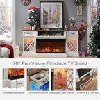 Farmhouse 3-Sided Electric Fireplace TV Stand, Entertainment Center