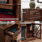 Farmhouse 3-Sided Electric Fireplace TV Stand, Entertainment Center