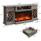 Farmhouse 3-Sided Electric Fireplace TV Stand, Entertainment Center