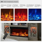 Farmhouse 3-Sided Electric Fireplace TV Stand, Entertainment Center