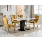 Set of 2 Velvet Dining Chairs with Nailhead Trim and Gold-Plated Legs