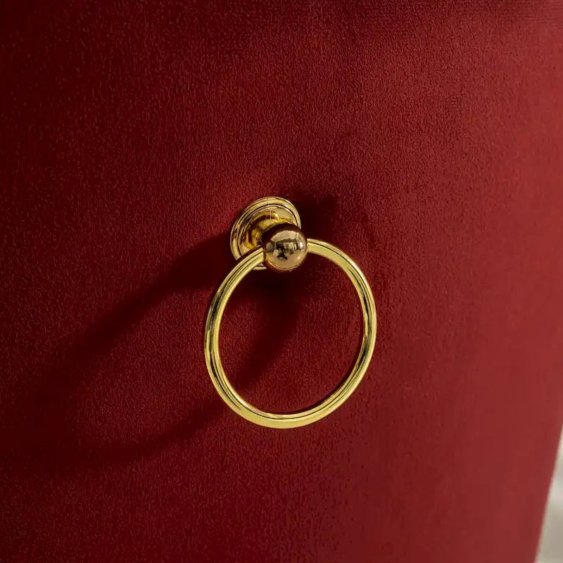 Set of 2 Velvet Dining Chairs with Nailhead Trim and Gold-Plated Legs