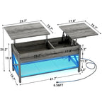 Modern Farmhouse Lift Top Coffee Table with USB Port and LED light, Living Room Accent Table