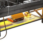 Modern Farmhouse Lift Top Coffee Table with USB Port and LED light, Living Room Accent Table