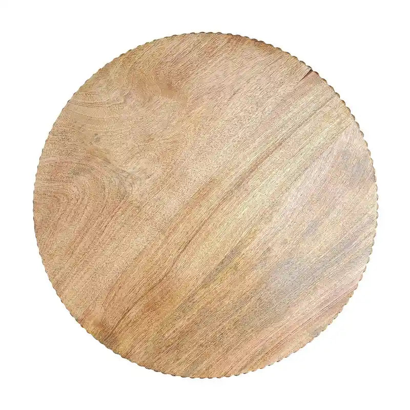 21 Inch Side End Table, Round Top, Stacked Ball Post, Natural Brown Mango Wood