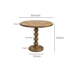 21 Inch Side End Table, Round Top, Stacked Ball Post, Natural Brown Mango Wood