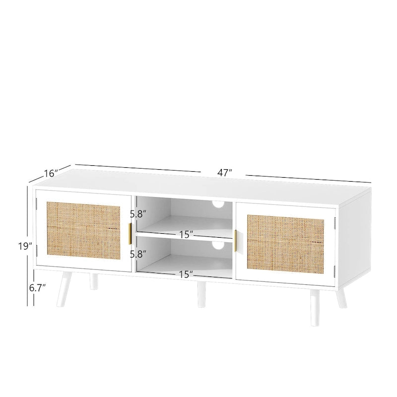 Mid-Century Modern TV Stand For TVs Up To 75 Entertainment Center Media Console