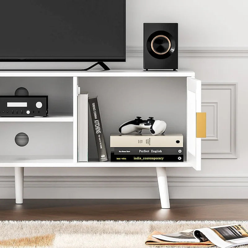 Mid-Century Modern TV Stand For TVs Up To 75 Entertainment Center Media Console