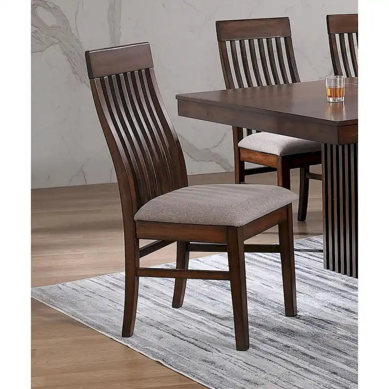 Chaise de salle à manger latérale en manguier avec dossier à lattes (lot de 2)