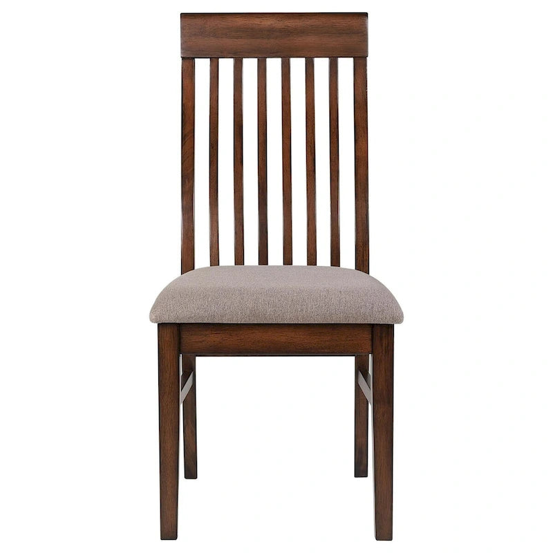 Chaise de salle à manger latérale en manguier avec dossier à lattes (lot de 2)