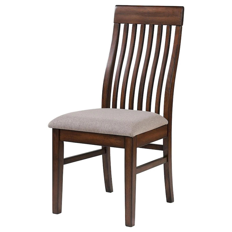 Chaise de salle à manger latérale en manguier avec dossier à lattes (lot de 2)