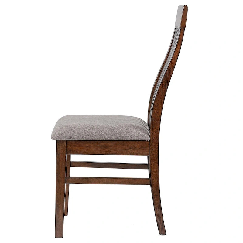 Chaise de salle à manger latérale en manguier avec dossier à lattes (lot de 2)