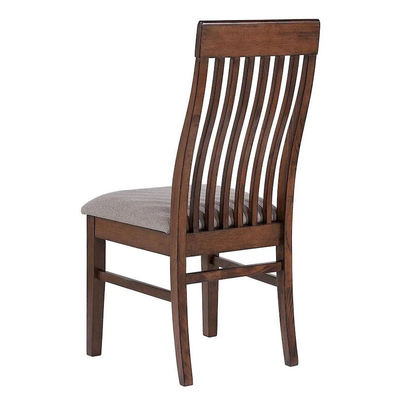 Chaise de salle à manger latérale en manguier avec dossier à lattes (lot de 2)