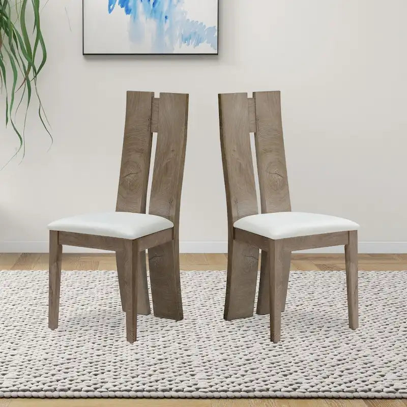 Lot de 2 chaises de salle à manger sans accoudoirs à dossier haut en similicuir