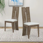 Lot de 2 chaises de salle à manger sans accoudoirs à dossier haut en similicuir