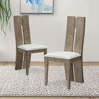 Lot de 2 chaises de salle à manger sans accoudoirs à dossier haut en similicuir