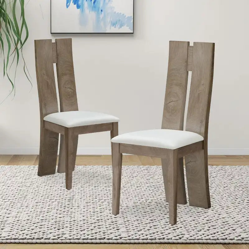 Lot de 2 chaises de salle à manger sans accoudoirs à dossier haut en similicuir