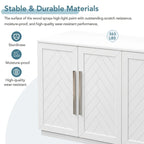 Solid Wood Sideboard with 4 Doors Large Storage Buffet Cabinet