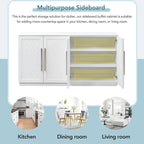 Solid Wood Sideboard with 4 Doors Large Storage Buffet Cabinet