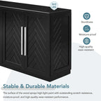 Solid Wood Sideboard with 4 Doors Large Storage Buffet Cabinet