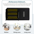 Solid Wood Sideboard with 4 Doors Large Storage Buffet Cabinet