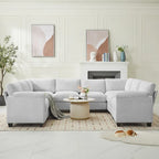 Corduroy Corner Sectional Sofas with Chaise, U-shaped Symmetrical 8-seat Modular Couch