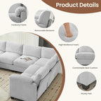 Corduroy Corner Sectional Sofas with Chaise, U-shaped Symmetrical 8-seat Modular Couch