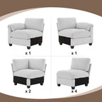 Corduroy Corner Sectional Sofas with Chaise, U-shaped Symmetrical 8-seat Modular Couch