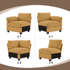 Corduroy Corner Sectional Sofas with Chaise, U-shaped Symmetrical 8-seat Modular Couch
