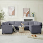 Corduroy Corner Sectional Sofas with Chaise, U-shaped Symmetrical 8-seat Modular Couch