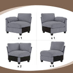 Corduroy Corner Sectional Sofas with Chaise, U-shaped Symmetrical 8-seat Modular Couch