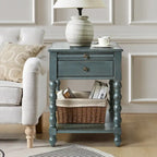 Traditional 26" Tall Solid Wood End Table with USB Charging