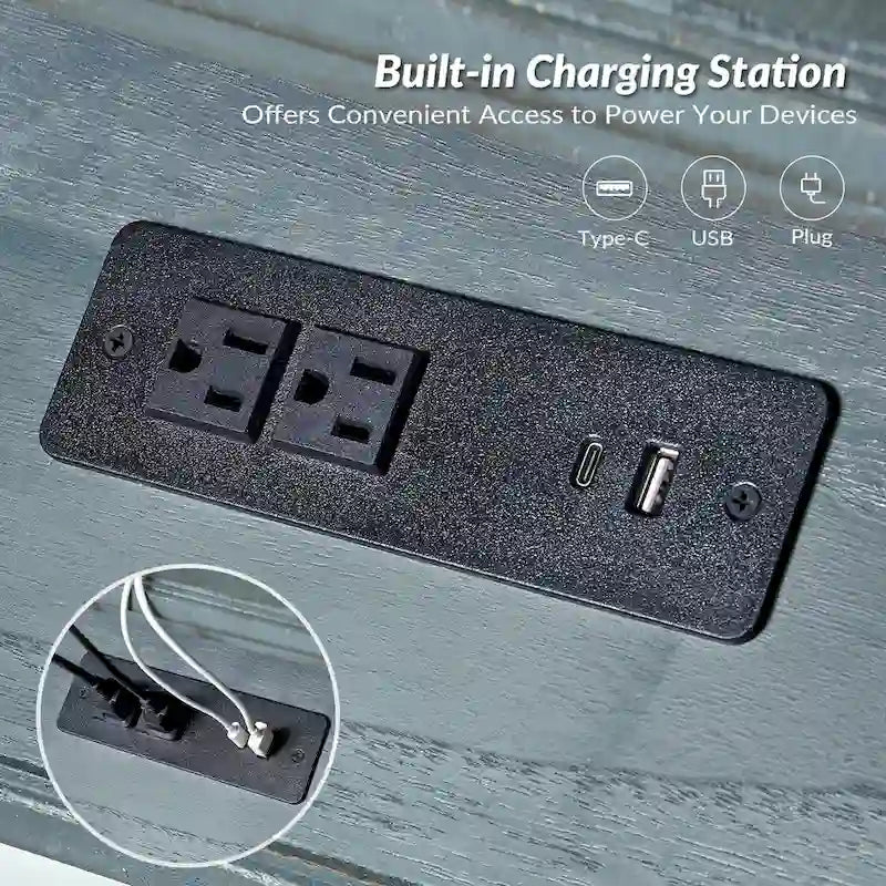 Traditional 26" Tall Solid Wood End Table with USB Charging