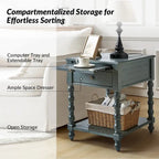 Traditional 26" Tall Solid Wood End Table with USB Charging