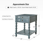 Traditional 26" Tall Solid Wood End Table with USB Charging