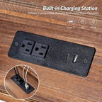 Traditional 26" Tall Solid Wood End Table with USB Charging