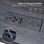 Traditional 26" Tall Solid Wood End Table with USB Charging