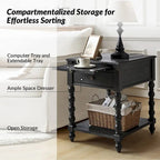 Traditional 26" Tall Solid Wood End Table with USB Charging