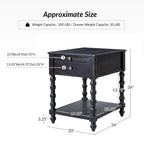 Traditional 26" Tall Solid Wood End Table with USB Charging