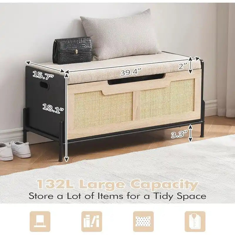 Storage Bench Rattan Storage Chest,for Entryway, Living RoomBedroom