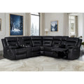 109 Power Reclining Sectional Couch, Modular Livingroom Recliner Sofa with 2 Storage Console & 4 Cup Holders